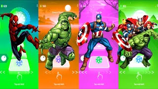 Spiderman 🆚 Hulk 🆚 Captain America 🆚 Avengers | Marvel Heroes | Tiles Hop Fun Ball