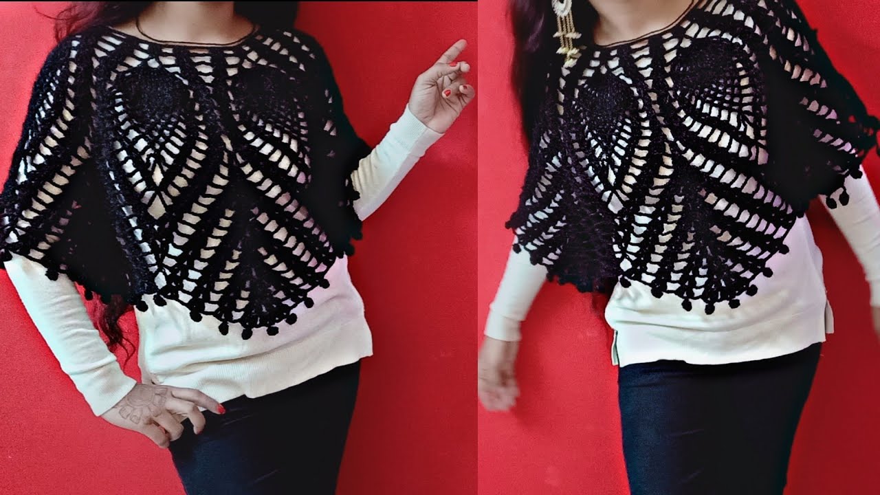 Crochet beautiful poncho for girls pineapple stitch !allfashiontips