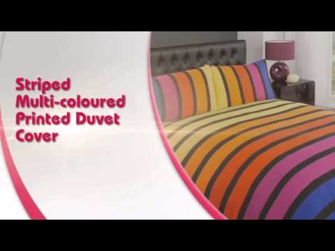 Striped Multi Coloured Printed Duvet Cover Youtube