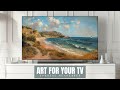 Coastal seascape paintings tv art  4k vintage tv slideshow background