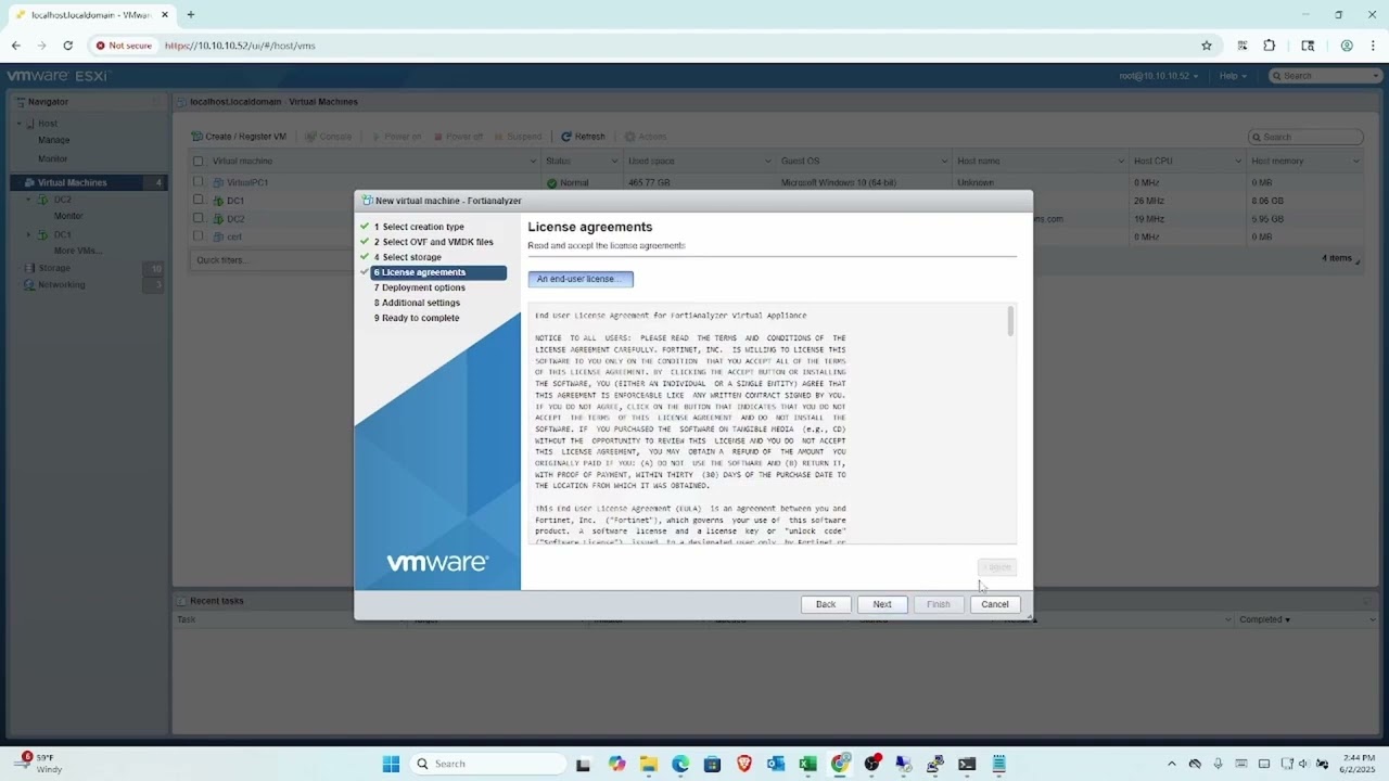 Настройка виртуальной машины Fortianalyzer, часть 1