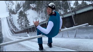 Does he really dare it? Skier tries out ski jumping for the first time 😧