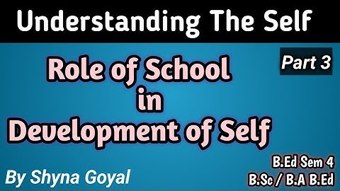 Role of School in Development of Self|Understanding The Self B.Ed Sem4 B.Sc /B.A B.Ed notes