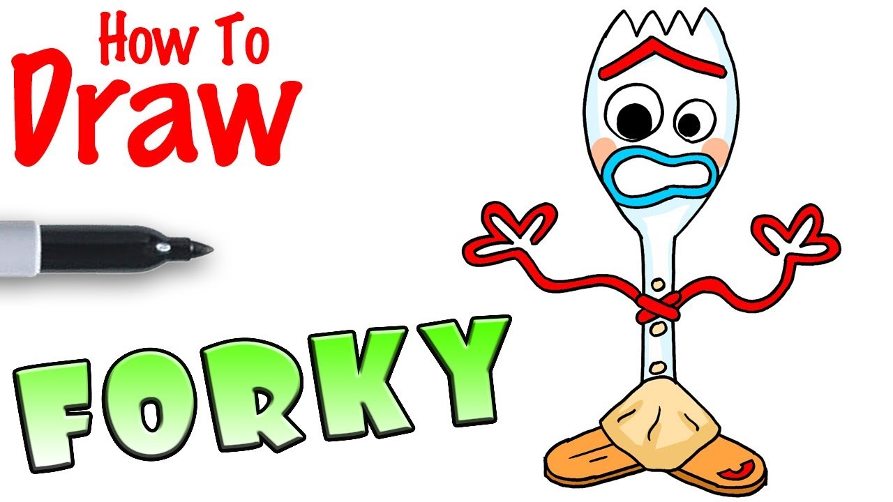 How To Draw Forky From Toy Story 4 Youtube