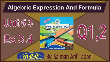 IX Unit 3 ex 3.4 Algebraic Expression and formula class 9 | nine Exercise 3.4 Question 1,2