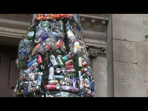 Lord Mayor of the City of London unveils a rubbish Christmas tree