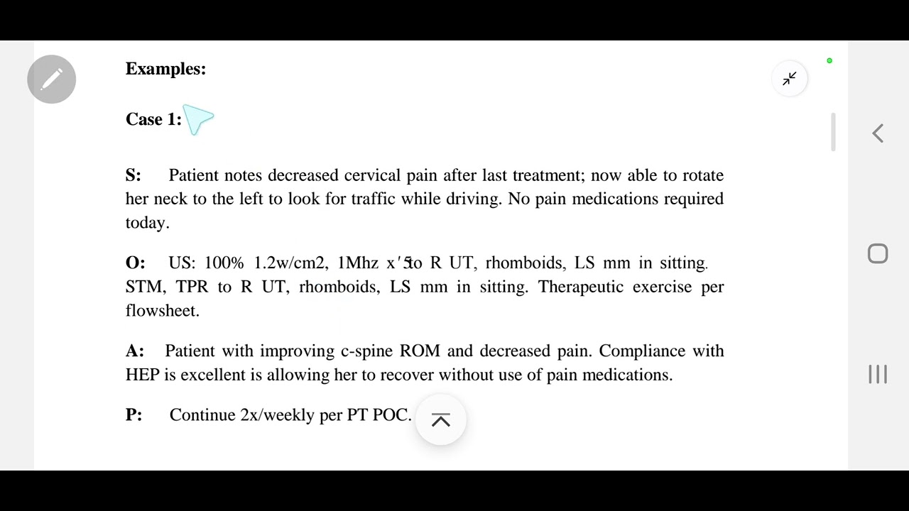 SOAP notes for physiotherapy curriculum 
