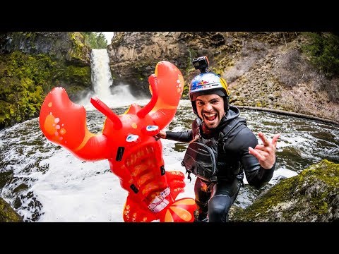 Rafa Ortiz Rides Inflatable Pool Toy Off 70-Foot Waterfall!!