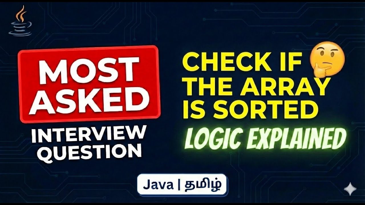 Most Asked Interview Question: Check if Array is Sorted | Java Tamil ...