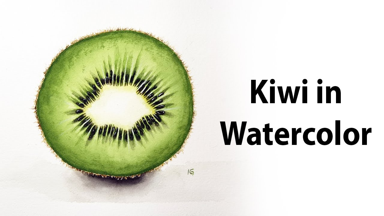Kiwi in watercolor. How to paint fruit in watercolor YouTube