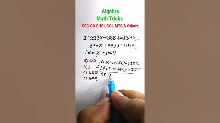 Algebra Shortcuts/ Tricks / Solutions ||Algebra Tricks| Math for SSC CGL GD MTS CHSL|#shorts