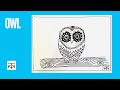 CUTE Owl doodle: relaxing beginner line doodle drawing