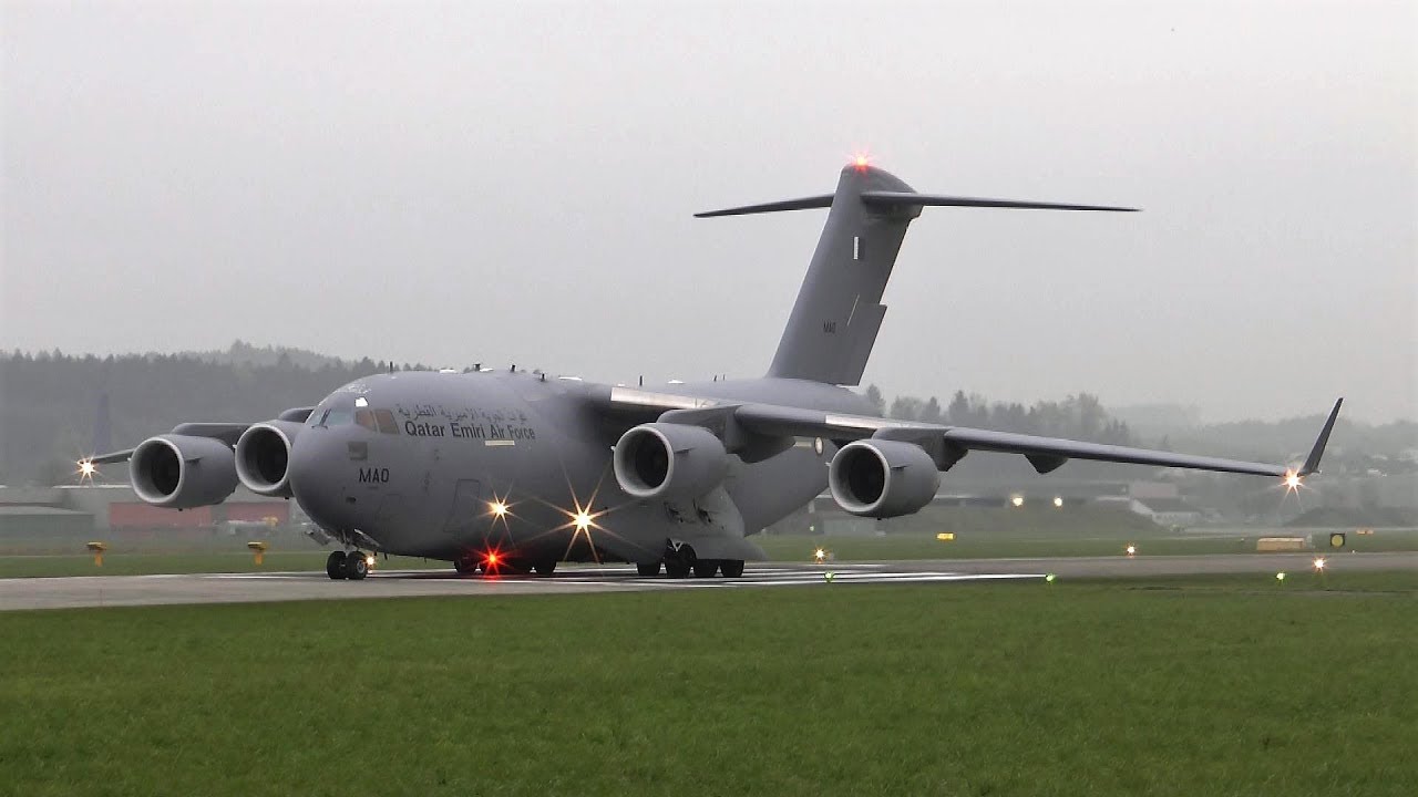 Qatar Air Force Boeing C 17a Globemaster Iii Takeoff At Emmen Air Base Switzerland