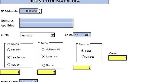 ¿Cómo crear un Formulario de Matricula en Excel 2019?