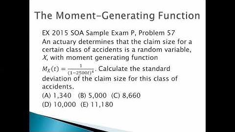 The Moment Generating Function (TIU Math Dept)