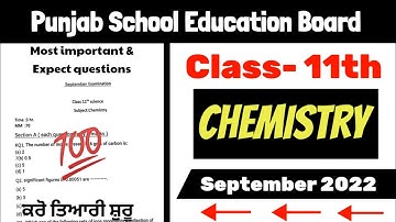 Class 11th|| chemistry || September Full paper in video || PSEB 2022 ||#learningpathlp #fullexplain