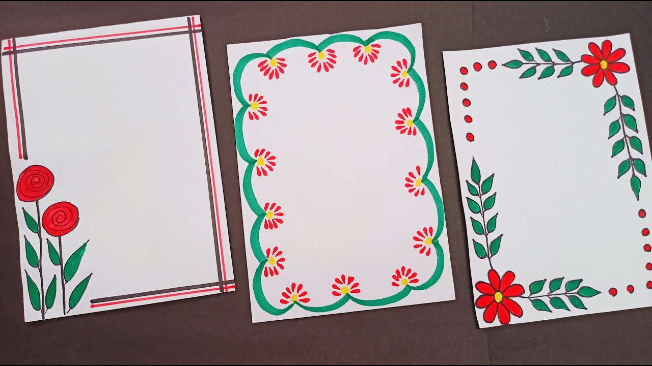 3 Red & green border design for notebook | Front page decoration for ...