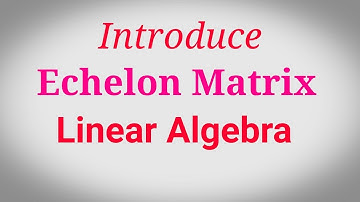 Introduce Echelon Matrix. ইচালন ম্যাট্রিক্স। Linear Algebra.