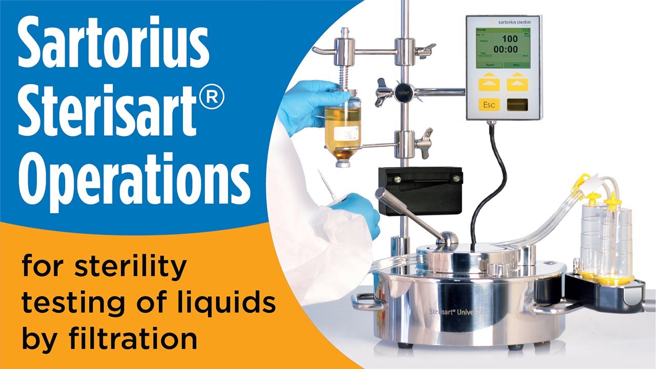 Sartorius Sterisart® Operations for sterility testing of liquids by filtration YouTube