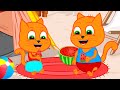 Cats Family in English - Fruit picnic Cartoon for Kids