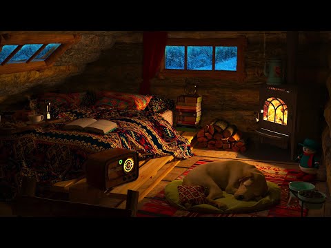 Deep Sleep In A Cozy Winter Hut | Relaxing Fireplace Crackling, Blizzard, Wind x Snowfall Sounds