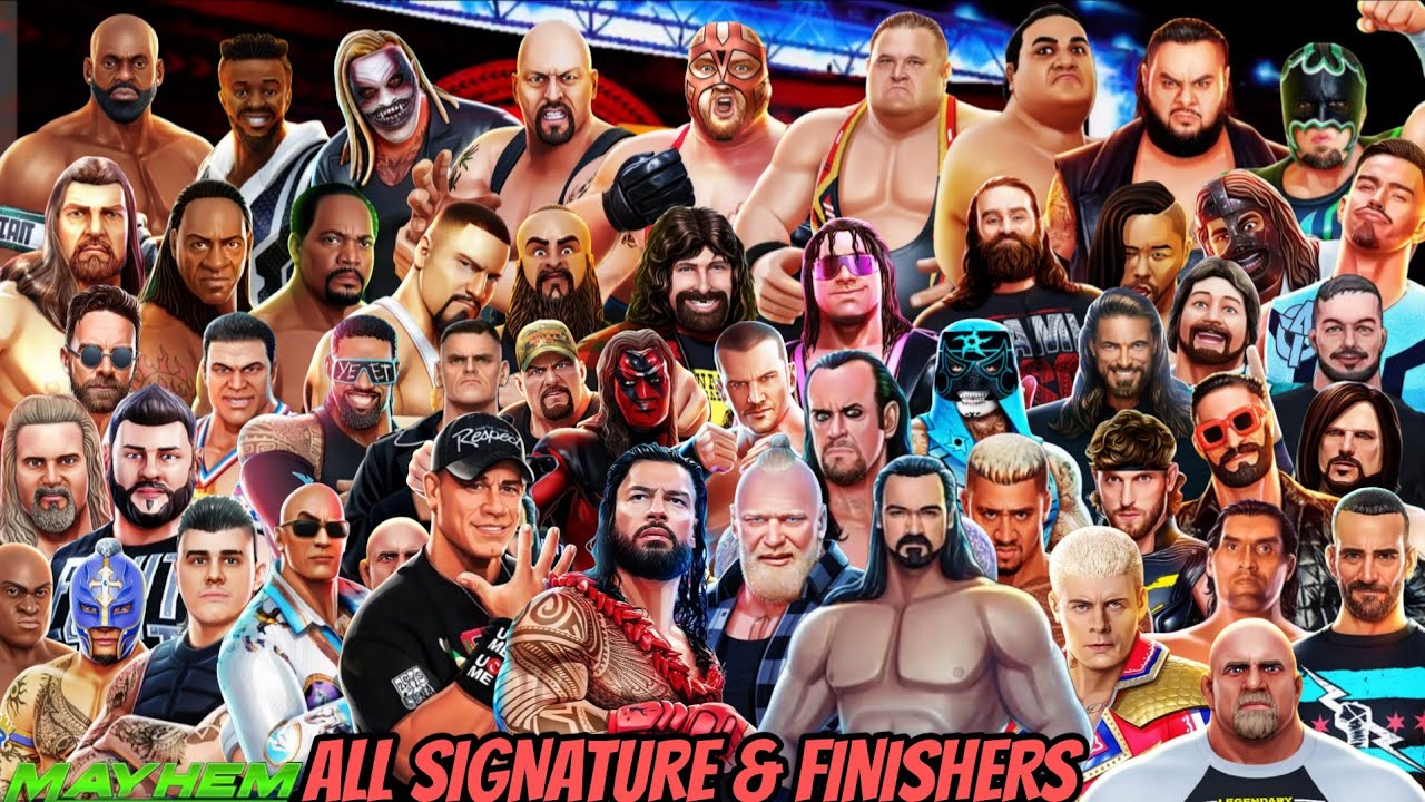 Все фирменные приёмы и добивания в игре WWE Mayhem