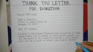 How to Write A Thank You Letter for Donation Step by Step | Writing Practices