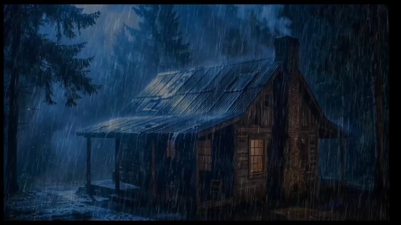 Heavy Rain on a Cozy Cabin Deck | Forest Night Sounds for Sleep - YouTube