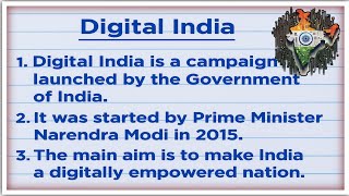 10 lines on Digital India in english | Essay on Digital India in english | Digital India essay 