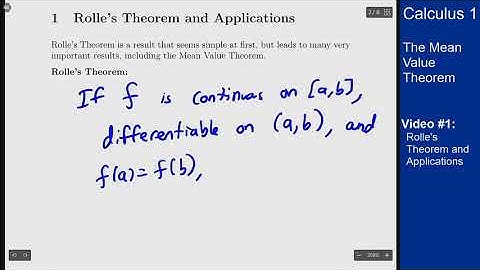 The Mean Value Theorem - Video 1 - Rolle