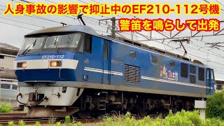 【人身事故の影響で抑止中のEF210-112号機牽引の貨物列車 2023.6】