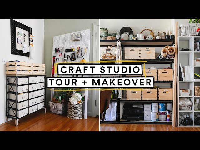 Lone Fox Craft Studio Tour + MAKEOVER  🦊 DIY Organization + Storage Ideas! class=