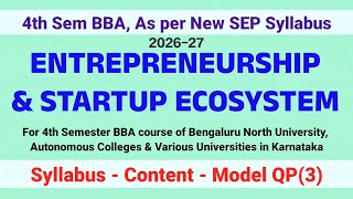 BBA 4th Sem | Entrepreneurship & Startup Ecosystem | ESE | Syllabus | Content | Model QP SEP BNU