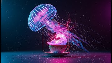 Neon Jellyfish in a Magical Coffee Cup  Surreal AI Art Animation