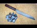 Wootz steel from wootz scraps making a japanese sashimi knife