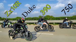 Duke 390 vs Harley 750 vs ZX10R | Drag race | Akshay Gayakwad