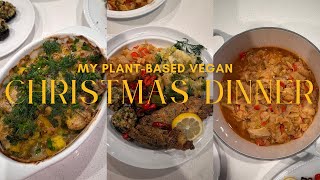 My PlantBased Vegan Christmas Dinner | Fried 'fish', Potato Gratin, Stuffed Mushrooms, Vegan Eggnog