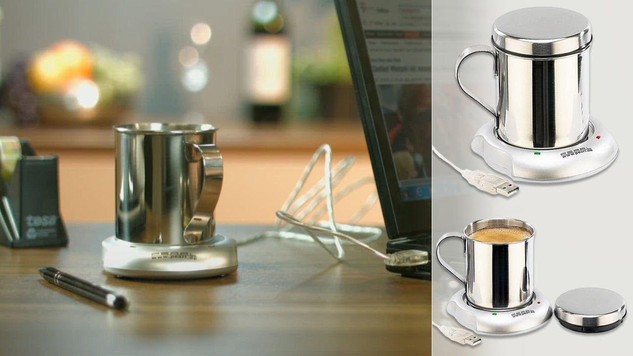Chauffe-tasse USB Argenté - Parfait Pour Bureau, Maison, Voyage