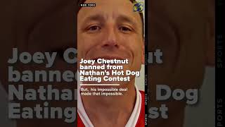 Joey Chestnut banned from Nathan's hot dog eating contest over plant-based deal