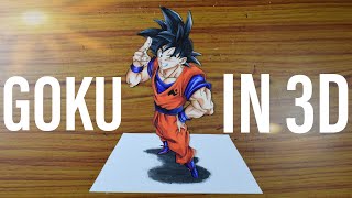 DRAWING GOKU IN 3D - DRAGON BALL Z ART