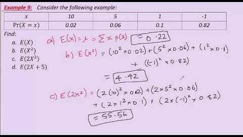VCE Maths Methods - Probability - Discrete Random Variables - 9 of 11 - find the mean (i.e. E(X) ).