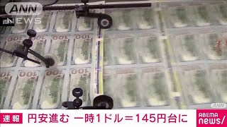 お盆に衝撃　円安進む　一時1ドル＝145円台に(2023年8月12日)