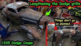 Attempting to lengthen the 35 Dodge grill to match the 35 Plymouth hood,