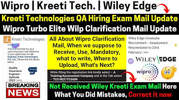 Wipro Turbo Elite Wilp Clarification Mail | Wiley & Kreeti Next Phase Exam Dates, Not Got Exam Mail?