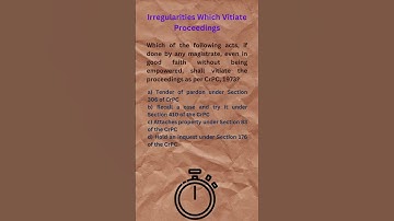 Irregularities Vitiate Proceedings - Section 461 CrPC Vs Section 507 BNSS | AIBE MCQ Explained #aibe