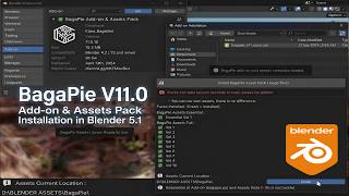 How to Install BagaPie V11.0 Add-on & Assets Pack in Blender 5.1 🚀 (Full Guide)