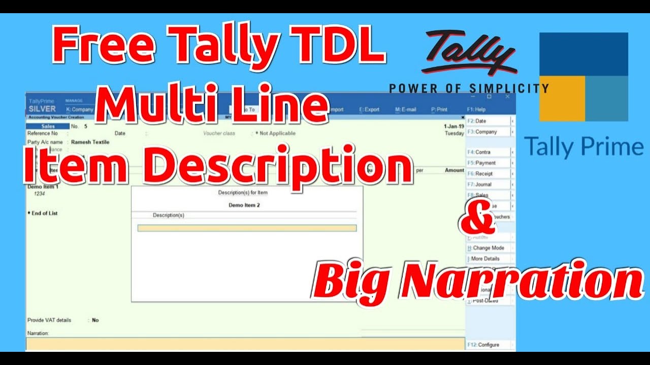 Free Tally TDL For Multi Line Item Description Narration With Max Free Tally TDL For Multi Line Item Description Narration With Max