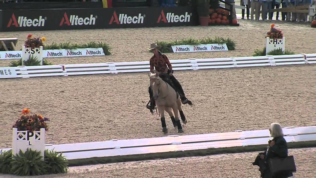 NRHA - WEG Anky Van Grunsven does a reining demonstration at WEG