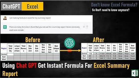 Excel formula for Summary Report | Excel Automation using chatGPT