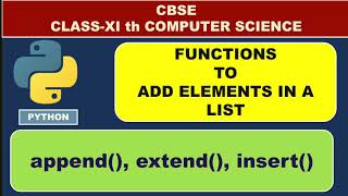 List Functions | append(), extend(), insert()